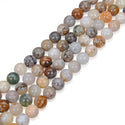 Natural Bamboo Leaf Agate Gemstone Round Beads, 1 Strand/15 Inch, Size Selections: 4mm/6mm/8mm/10mm