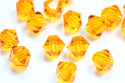 50pcs Preciosa Faceted Bicone Crystal Beads, Topaz Yellow, 6mm, Hole ID 1mm, Pre-B608