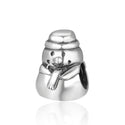 Solid 925 Sterling Silver Snowman Bead Charm, Compatible with Pandora All Other Charm Bracelet