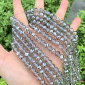 140pcs Creative Club Faceted Rondelle Crystal Glass Beads, Silver Champagne, 8x6mm, Hole ID 1.1mm, CCR829