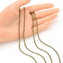 33 Feet Oval Ring Rolo Cable Chain Link, Unfinished,  Antique Bronze Plated Copper, Chain Width Selections: 2.5mm/3mm/3.3mm