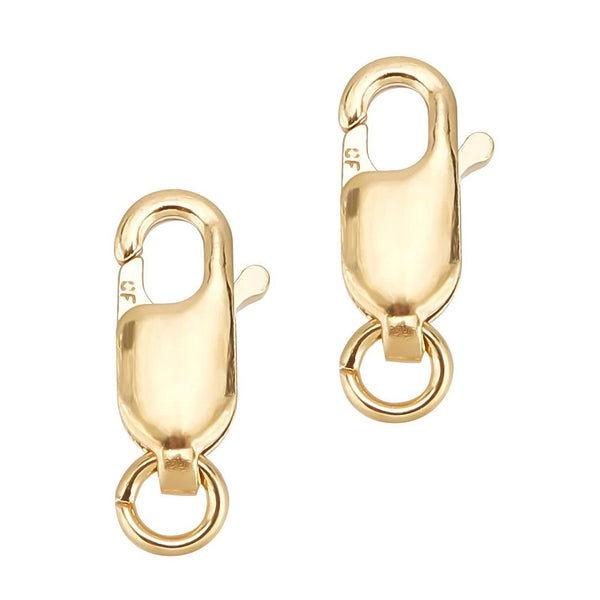 2pcs Real 1/20 14K Gold Filled Rectangle Lobster Claw Clasps, Open Jump Ring, Size Selections: 10mm/12mm/14mm
