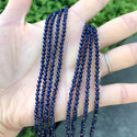 Natural Dark Indigo Blue Jade Gemstone Faceted Round Beads, 3mm/Small Tiny, Hole ID 0.8mm, 2 Strands/26 Inch Total, GH3R-7