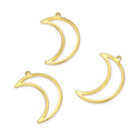 10pcs 24mm Moon Links, Tarnish Resistant, 18K Yellow Gold Plated Brass, BFW-C7