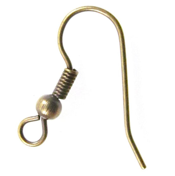 100pcs Fish Earring Hooks Ear Wire, Antique Bronze Plated Brass, 0.7mm/21 Gauge, 18mm Long CF20-4