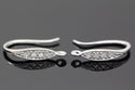 2 Pairs 925 Sterling Silver Fancy French Fish Earring Hooks, Cubic Zirconia CZ, Tarnish Resistant Rhodium Plated, 17mm, SS33