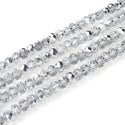 500pcs Creative Club Faceted Rondelle Crystal Glass Beads, Silver Shade, 4x3mm Small Tiny, Hole ID 1mm, CCR432