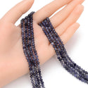Natural Iolite Dichroite Gemstone Tiny Small Faceted Round Beads, 4mm, Hole ID 0.6mm, 15 Inch/1 Strand, GK4-20
