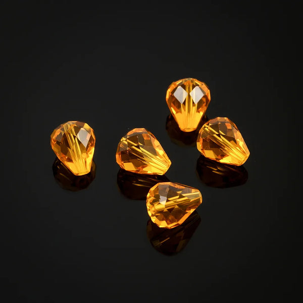 24pcs Adabele Austrian Faceted Teardrop Crystal Beads #5500, Light Topaz Yellow, 12mm x 10mm, Hole ID 1.2mm, SST-1208