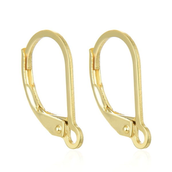20pcs Tarnish Resistant Interchangeable Leverback Earring Hooks, 18K Yellow Gold Plated Brass, 17mm, BF260-2