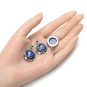 2pcs Natural Blue Sodalite Round Gemstone Pendant Drops, 20mm, G2P-K7