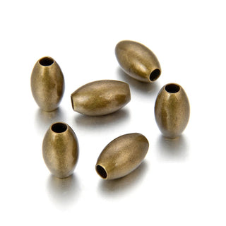 100pcs Smooth Oval Rice Beads, Antique Bronze Plated Brass, Size Selections: 7x4mm, 8x5mm, 10x6mm, 12x7mm