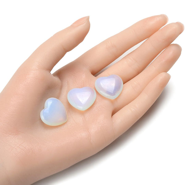 4pcs Synthetic Lab Created White Opal Heart-shaped Gemstone, 20mm Heart Loose Cut Stones, G3P-H6