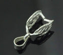 2pcs 925 Sterling Silver Leaf-Shaped Pinch Bail, Pendant Clasp, 17x6mm, SS125-1
