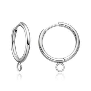 20pcs 316 Stainless Steel Hoop Earring Hooks – 2mm Wire (14mm/18mm/20mm)
