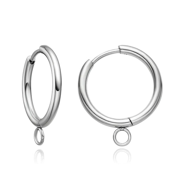 20pcs 316 Stainless Steel Hoop Earring Hooks – 2mm Wire (14mm/18mm/20mm)