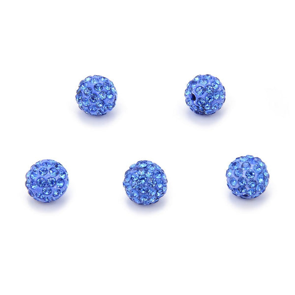 25pcs Adabele Grade A Suncatcher Crystal Rhinestone Pave Polymer Clay Beads, Light Sapphire Blue, Size Selections: 8mm/10mm/12mm