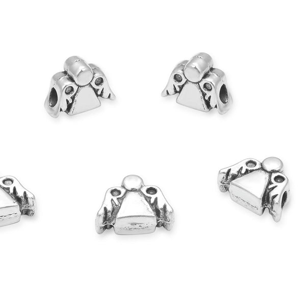 20pcs Winged Angel Large Hole Beads, Hole ID 4.5mm, Antique Silver, Zinc Alloy Metal, MEC-D3