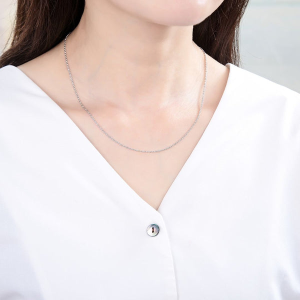 1pc 925 Sterling Silver Diamond-Cut Braided Rope Link Chain Necklace, Tarnish Resistant Rhodium Plated, 1.1mm, Thin Strong, Length Selections: 18/20/22/24/26 inch