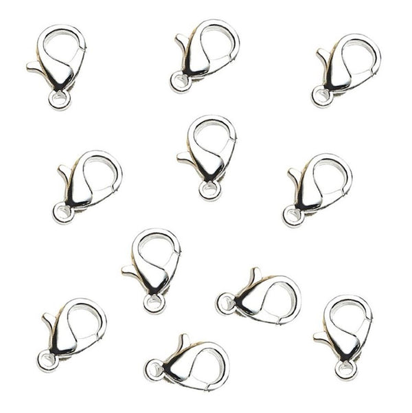 20pcs Trigger Lobster Claw Clasp, Sterling Silver Plated Brass, Size Selections: 10mm/12mm/15mm/20mm