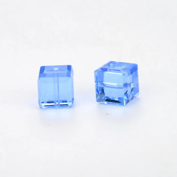 24pcs Adabele Austrian Faceted Cube Crystal Beads #5601, Light Sapphire Blue, Size Selections: 4mm/6mm/8mm