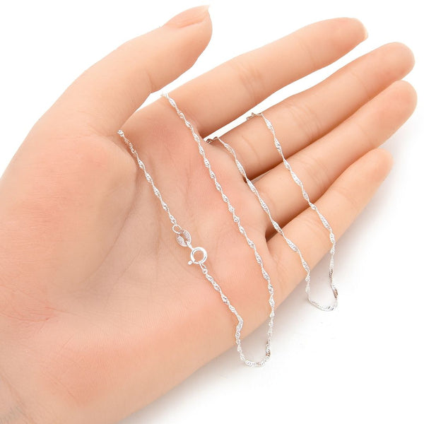 1pc 925 Sterling Silver Singapore Link Chain Necklace, 1.2mm, Length Selections: 18 inch/20 inch/22 inch