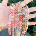 Lab Created Watermelon Tourmaline Gemstone Round Beads, 1 Strand/15 Inch, Size Selections: 4mm/6mm/8mm/10mm