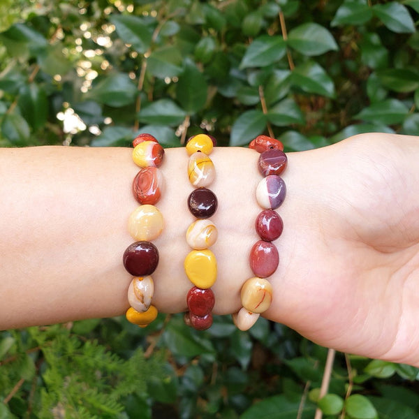 1 Strand Stretch Natural Mookaite Jasper Free Form Gemstone Bracelet, 7-10mm Beads, Length Selections: 7 inch/7.5 inch