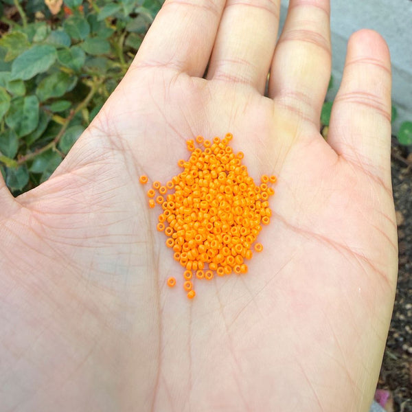 25g Miyuki Rocaille 15/0 Round Seed Beads Opaque Mandarin Orange RR-405
