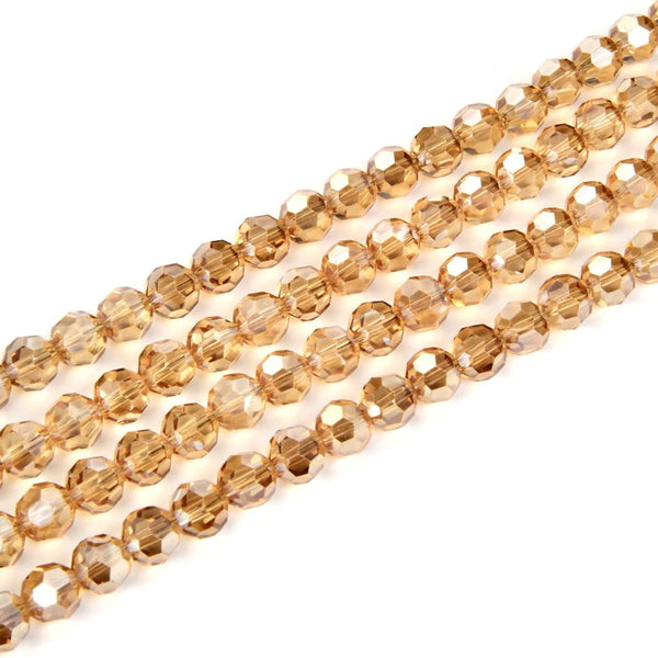 500pcs Creative Club Faceted Round Crystal Glass Beads, Golden Shadow, 4mm (0.16 inch) Small Tiny, Hole ID 1mm, CC2R428