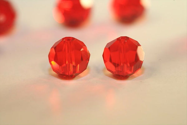 50pcs Adabele Austrian Faceted Round Crystal Beads #5000, Light Siam Red, Size Selections: 4mm/6mm/8mm/10mm