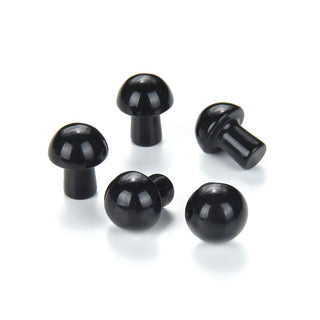 4pcs Natural Black Obsidian Hand Carved Mushroom Gemstone, 20mm Loose Cut Stones, G3P-B6