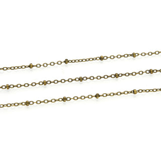 33 Feet Satellite Bead Station Cable Chain Link,  Antique Bronze Plated Copper, 2mm Bead, Thin Small Chain, CA10-E1