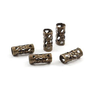 100pcs Large Hole Filigree Tube Beads, Antique Bronze Plated Brass, Tarnish Resistant, Size Selections: 8x3mm, 8x4mm
