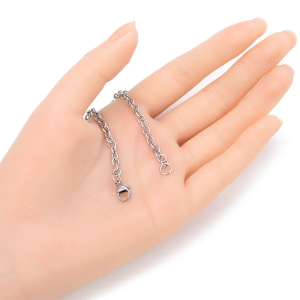 5pcs 304 Stainless Steel 4mm Round Cable Link Chain Necklaces (18 Inch/20 Inch/22 Inch)