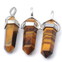 1pc Natural Brown Yellow Tiger Eye Gemstone Pendant Necklace, 18 Inch Surgical Stainless Steel Chain, GGP-C1