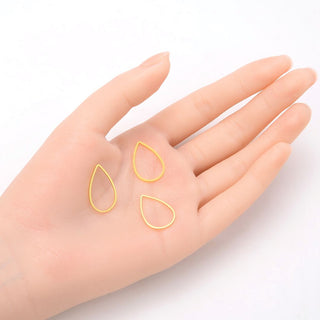 20pcs Tarnish Resistant Teardrop Beading Hoops, Open Back Bezel Frame, 18K Yellow Gold Plated Brass, Size Selections: 16mm/22mm/25mm