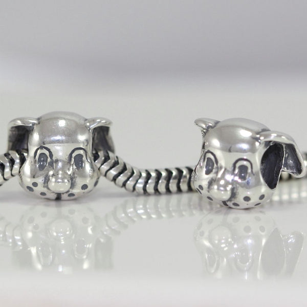 1pc Cute Real Solid Sterling Silver I Love Dog Charm Bead, Compatible with Pandora All Other Charm Bracelets, EC159