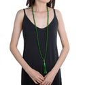 Adabele Premium 108 Mala Bead Tassel Necklace, 8mm Natural Green Jade Gemstone, Buddhist Japa Prayer Beaded Jewelry RGN11