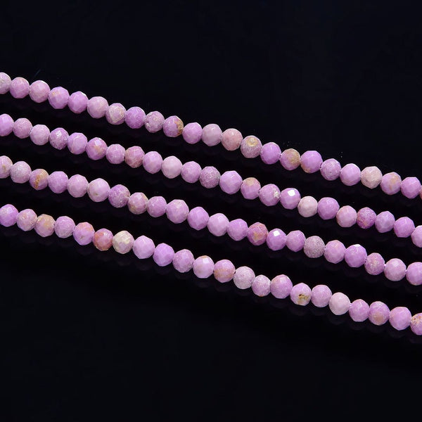 Natural Purple Phosphosiderite Gemstone Tiny Small Faceted Round Beads, 4mm, Hole ID 0.6mm, 15 Inch/1 Strand, GK4-25