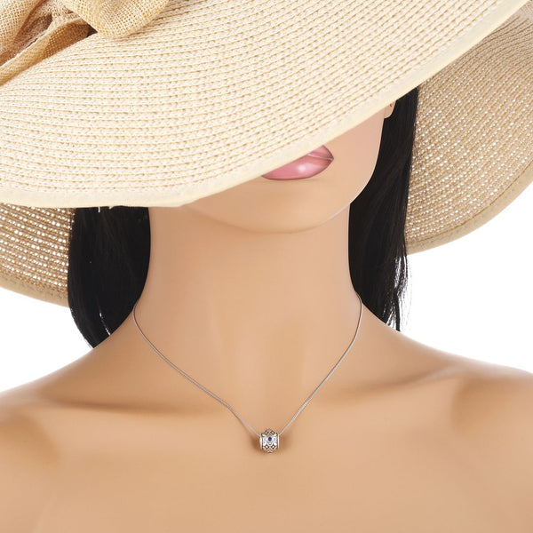 1pc 925 Sterling Silver Round Flower Pattern September Birthstone Bead Charm, Blue Sapphire Cubic Zirconia CZ, 11.2x9.5mm, Hole ID 4.5mm, EC1-G9