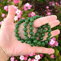 1 Strand Stretch Natural Green Jade Beaded Gemstone Bracelet, 10mm Bead, Length Selections: 7 inch/7.5 inch/8 inch/8.5 inch