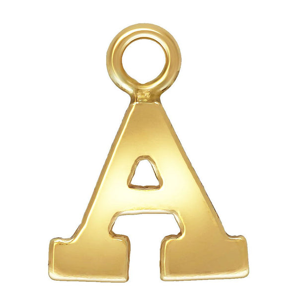 1pc Real 1/20 14K Gold Filled Letter A, Small Alphabet Charm Drop, 6.3x5.7mm , JK12-A1