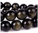 Natural Gold Sheen Black Obsidian Gemstone Round Beads, 15 Inch/1 Strand, Size Selections: 4mm/6mm/8mm/10mm