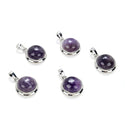2pcs Natural Purple Amethyst Round Gemstone Pendant Drops, 20mm, G2P-K2