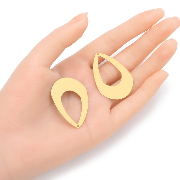 20pcs Raw Brass Large Teardrop Pear Pendant Drops, 47mm Connector, Unplated/Uncoated, CX-A34