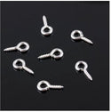 100pcs Glue On Screw Eye Pin Bail Jump Ring Loop, Pendant Connector, 18K White Gold Plated Brass, Size Selections: 8x4mm/10x5mm