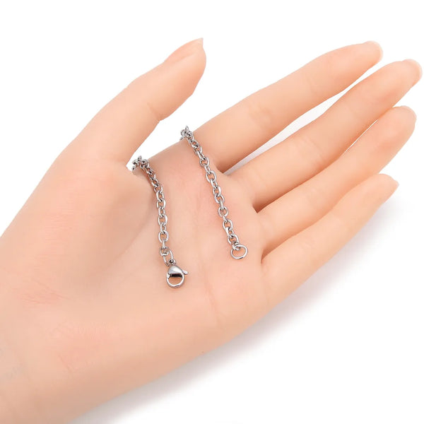 5pcs 304 Stainless Steel 3.8mm Diamond Cut Round Cable Chain Necklaces – 18 Inch