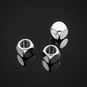 100pcs Smooth Large Hole Cube Beads, Sterling Silver Plated Brass, Size Selections: 3mm/4mm/5mm/6mm/8mm