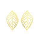 10pcs 27mm Filigree Leaf Drop Pendants, Tarnish Resistant, 18K Yellow Gold Plated Brushed Brass, BF-B1